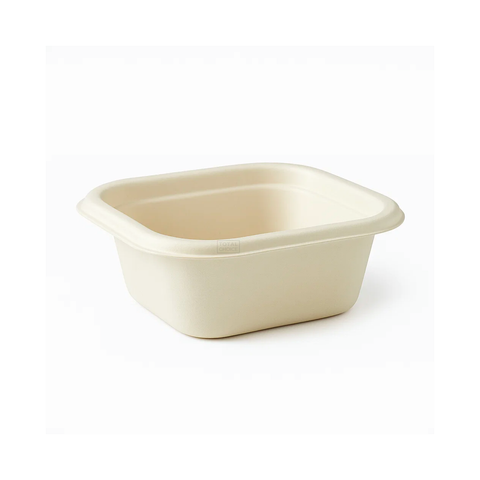 Sugarcane Square Base Container 480ml White