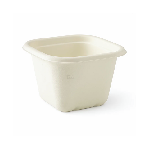 Sugarcane Square Base Container 630ml White