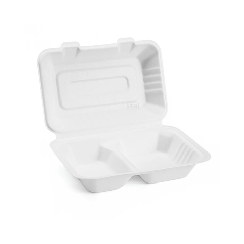 Sugarcane Snack Box Large 2-Compartment White