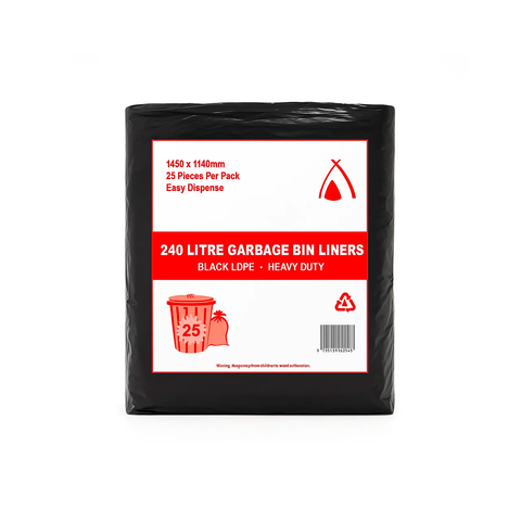 Heavy Duty Black Garbage Bag 240L Wheelie Bin Liner
