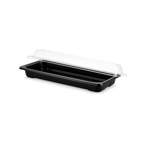 Japanese Container with Hinged Lid Black Base Single Roll