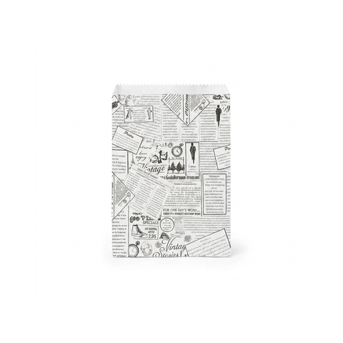 Flat Paper Bag #4 White Newsprint