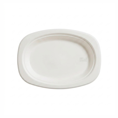 Sugarcane Oval Plate 7x9" White
