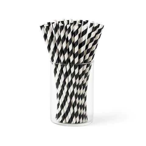 Paper Cocktail Straw 6mm 3 Ply Black/White