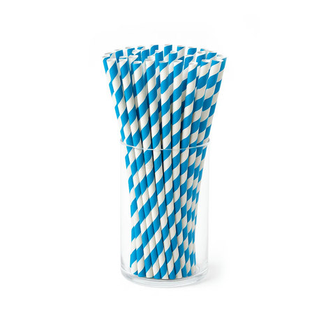 Paper Straw 6mm 3 Ply Blue/White