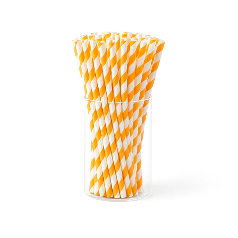Paper Straw 6mm 3 Ply Orange/White