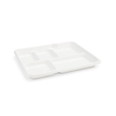 5-Compartment Sugarcane Tray – Eco-Friendly