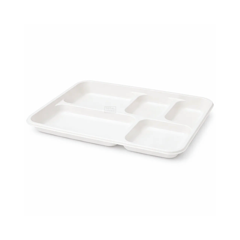 5-Compartment Sugarcane Tray – Eco-Friendly